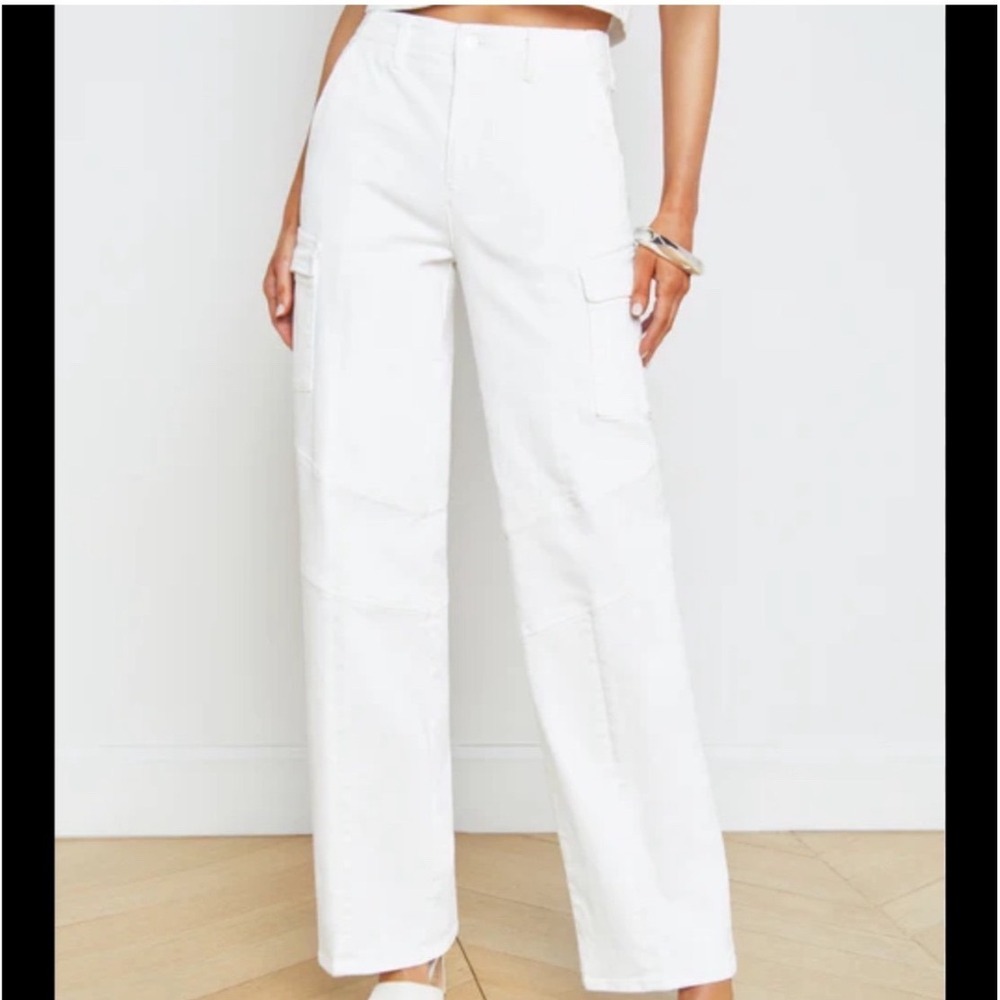 L'AGENCE Brooklyn High Rise Utility Wide Leg Pants‎ White  Size 28